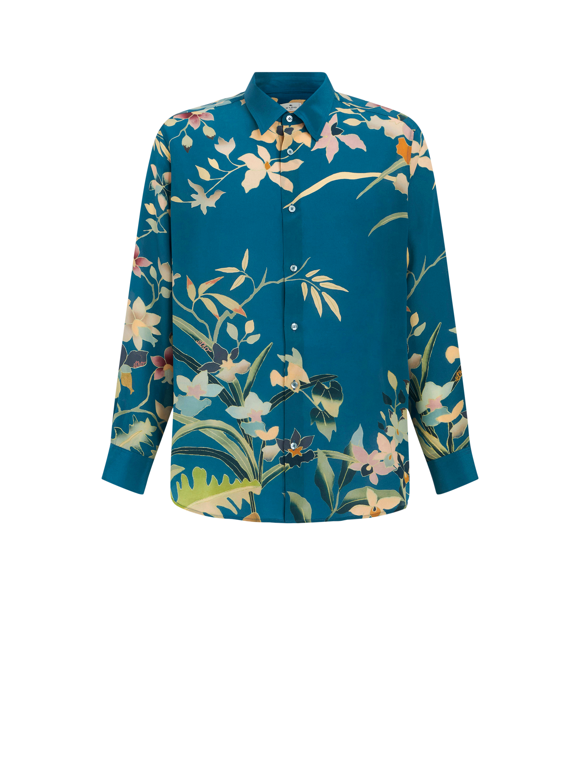 ETRO LEAFY FLORAL SILK SHIRT