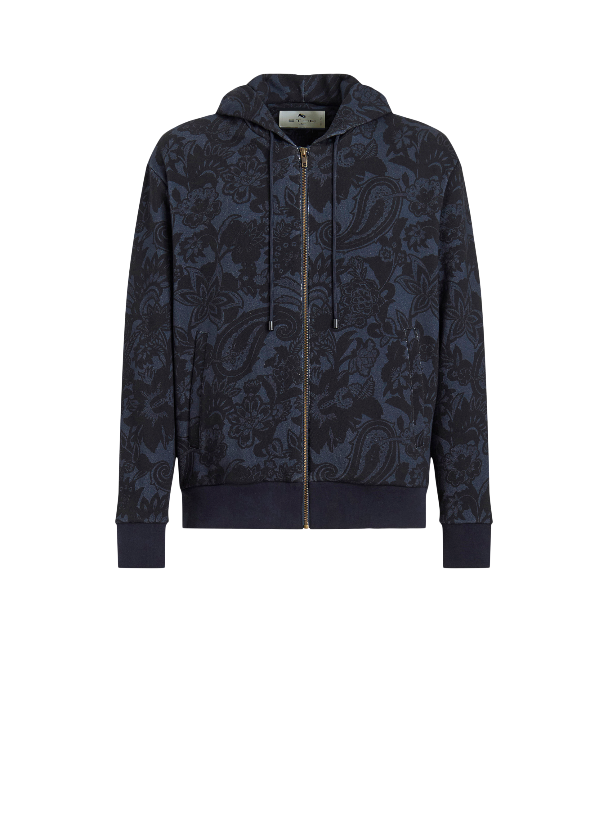 Shop Etro Paisley Print Hooded Sweatshirt In Navy Blue