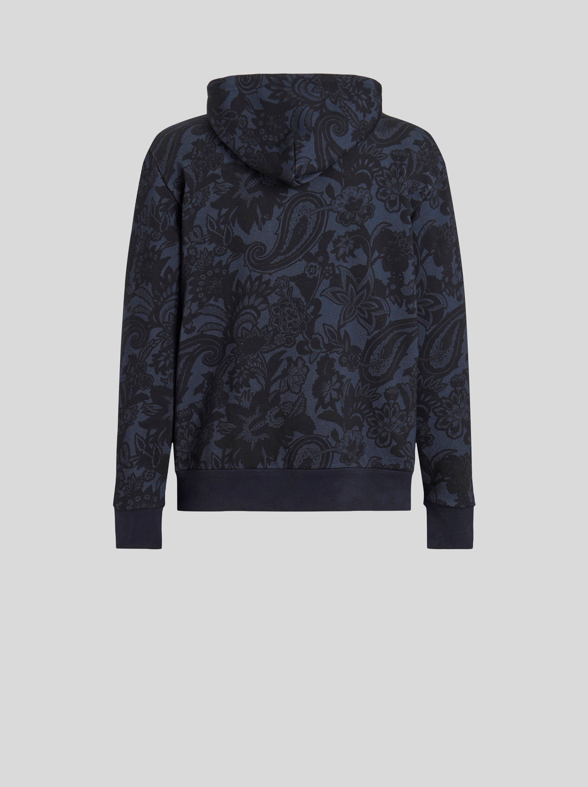 Shop Etro Paisley Print Hooded Sweatshirt In Navy Blue